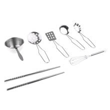 Brinquedos de cozinha crianças 7 peças, conjunto de utensílio de cozinha de aço inoxidável, batedor d, concha, espátula e mais 2024 - compre barato