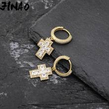 JINAO-pendientes de estilo Hip Hop para hombre y mujer, aretes con piedras de circonita cúbica AAA, Color dorado y plateado, joyería Rock 2024 - compra barato