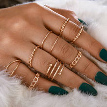 Anéis geométricos ocos redondos da cor de ouro boêmio, conjunto para mulheres, moda, anel aberto, acessórios de joia feminina 2024 - compre barato