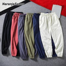 NaranjaSabor-Pantalones informales para hombre, calzas finas y sueltas, a la moda, hasta el tobillo, coloridos, talla grande 5XL, N670, primavera y verano 2024 - compra barato