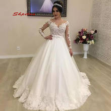 Long Sleeve Lace Wedding Dress 2020 Ball Gown Tulle Princess Women Plus Size Wedding Gowns Weeding Weding Bridal Bride Dresses 2024 - buy cheap