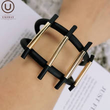 Ukebay designer de luxo cor ouro charme pulseiras estilo punk pulseiras de borracha corrente mão artesanal vintage pulseiras presentes jóias 2024 - compre barato