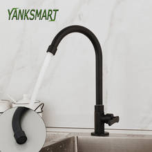 YANKSMART Matte Black Kitchen Faucet Basin Sink Deck Mounted Single Handle Swivel Faucets Single Cold Water Tap 2024 - buy cheap
