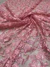 Высокое качество красивое розовое Африканское кружево Нигерия ткань/с вышивкой блестками французское Сетчатое кружево для вечернего платья/свадебного платья 2024 - купить недорого