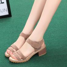 2019 Summer New Suede Low-heeled Oxford Soft Bottom Sandals Non-slip Soft Bottom Fashion Simple One-button Outer Wear Female 2024 - buy cheap