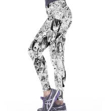 Calça legging feminina estampada 3d ujwi, calça de ginástica fina elástica plus size para treino 2024 - compre barato