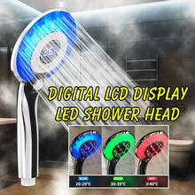 Cabezal de ducha LED de 3 colores, pantalla LCD Digital, Control de temperatura, alimentado por agua del grifo 2024 - compra barato
