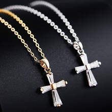 Luxury Female Cross Pendants Necklace Crystal Gold Color Color Wedding Necklace New Fashion Zircon Stone Necklaces For Women 2024 - buy cheap