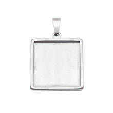 Julie Wang 20-30mm Square Cabochon Base Setting Charm Stainless Steel Blank Tray Bezel Pendant Bracelet Jewelry Making Accessory 2024 - buy cheap