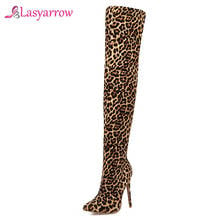 Lasyarrow Winter Leopard Sexy Over The Knee Boots Sexy Prom Thigh High Botas Fenimina Stiletto High Heel Long Boots Zipper J1085 2024 - buy cheap