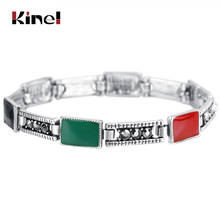 Kinel Fashion Bohemia Multi-Color Enamel Bracelets For Women Silver Color Mosaic Crystal Vintage Jewelry 2024 - buy cheap