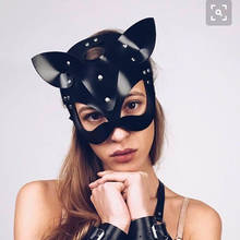 Sexy Leather Cat Mask For Women Black Bondage Bunny Cat Masquerade Eye Mask Halloween Carnival Party Cosplay Fancy Mask 2024 - buy cheap
