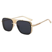Новые Классические Золотые ажурные квадратные металлические солнцезащитные очки для мужчин 2020 Винтажные Солнцезащитные очки в стиле панк-пилота для женщин Oculos Lentes Gafas De Sol UV400 2024 - купить недорого