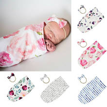 Newborn Baby Infant Floral Swaddle Sleeping Bag Sack Muslin Wrap Headband Set Photoprop 2024 - buy cheap
