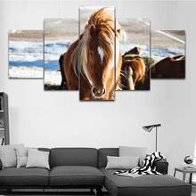 Home Decoration Poster Wall Art Hd Prints 5 Pieces Horse Landscape Painting Canvas Pictures For Living Room Modular Framework 2024 - buy cheap