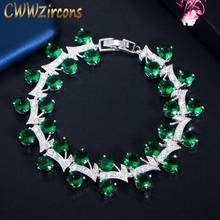 CWWZircons Gorgeous Green Zirconia Big Leaf Charm Bracelet Bangle for Women Fashion Ladies Dinner Party Wedding Jewelry CB211 2024 - buy cheap