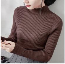 Women Girl Winter Knitted Pullover sweaters Full Sleeve Half turtleneck Knitted sweater basic slim sweater jumper tops 2024 - buy cheap