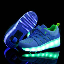 Zapatillas de deporte con ruedas para niños y niñas, zapatos de Patinaje con luz LED, carga USB, color negro, verde y rosa 2024 - compra barato