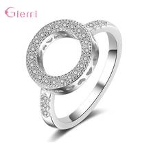 Hot Sale Fashion 925 Sterling Silver Stunning Shinny Crystal Paved Round Circle Love Design Rings For Women Girl Wife Jewelry 2024 - buy cheap