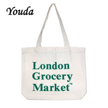 Youda-Bolso de compras para mujer, bolsa de lona de gran capacidad, sencillo, estilo informal, con estampado de letras 2024 - compra barato