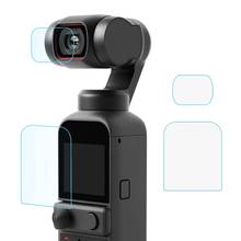 Protetor de lente de vidro temperado puluz 9h 2.5d hd + película de tela para dji osmo pocket 2 2024 - compre barato