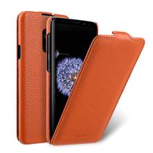 Capa de celular dobrável para samsung s9 plus, capa de celular em couro de grão genuíno real com 9 cores para negócios, novo, 2020 2024 - compre barato