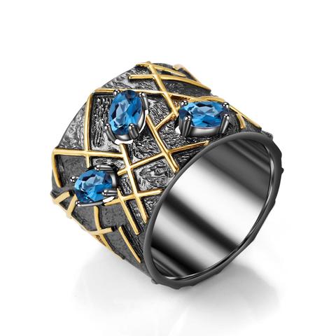 Женские Балетные кольца GEM'S, из натурального серебра 925 пробы с синим топазом, для вечеринок 2022 - купить недорого