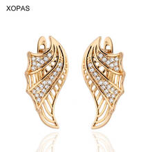 Personality Party Left and Right Symmetry Drop Earrings Shiny Cubic Zirconia Wings Hollow Unusual Earrings For women 2024 - buy cheap