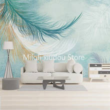 Papel de parede personalizado 3d, pintura nórdica simples de penas frescas para sala de estar, quarto, decoração de parede 2024 - compre barato