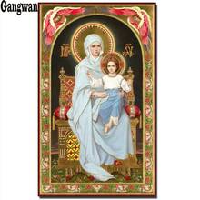 Pintura de diamante jesus com a virgem maria, quadrado completo, ponto cruz, bordado, pedrarias para artesanato, decoração para casa 2024 - compre barato