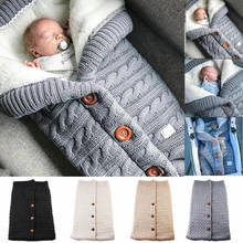 Sacos de dormir cálidos de invierno para bebé recién nacido, manta de punto con botón para envolver el cochecito, sacos de dormir 2024 - compra barato