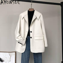 Ayunsue couro genuíno jaqueta feminina primavera 2021 estilo coreano casaco de pele carneiro feminino branco casacos de couro chaqueta cuero mujer lw 2024 - compre barato