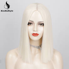 KookaStyle Short Wigs Blonde Straight Bob Wig Synthetic Wigs for Women Pink Black Red Purple Orange Middle Part Cosplay Wigs 2024 - buy cheap