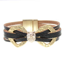Bohemia leather bracelets for women alloy metal owl charm Bracelets & Bangles Multilayer Wrap Wide Bracelet Femme Jewelry 2024 - buy cheap