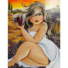 Yumeart Full Square Drill 5D DIY Diamond Painting Number Fat Lady Drinking Wine Embroidery Cross Stitch Modern Home Decoration 2024 - buy cheap