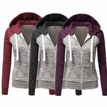 Women Solid Color Hoodies 5Xl Jacket Autumn Long Sleeve Zipper Patchwork Hooded Sweatshirt Winter Woman Clothing 2024 - buy cheap