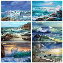 Pintura de mar com miçangas 5d faça você mesmo paisagem para ponto de cruz bordado quadrado completo/redondo ponto de cruz decoração de mosaico 2024 - compre barato