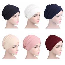 2022 New 2022 New Unisex Cotton Sleep Cap Cancer Beanie Muslim Turban Hair Loss Chemo Hat Pleated 2024 - buy cheap