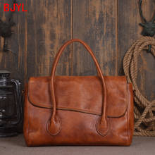 New Style Vegetable Tanning Cowhide Women's Handbag Hand-rub Color Shoulder Bag Leather Messenger Bags 2024 - buy cheap