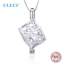 CLUCI 3pcs Silver 925 Big Box Shaped Cage Charms Pendant for Women 925 Sterling Silver Pearl Locket Pendant Jewelry SC015SB 2024 - buy cheap