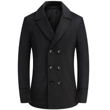 Casaco de misturas de lã para homens, jaqueta masculina social casual com lapela dupla breasted preta cinza azul marinho u14 2024 - compre barato