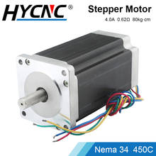 Motor paso a paso Nema 34 CNC 4A D12.7mm D14mm 450C, Cable de 4 núcleos para impresora 3D, máquina de grabado y fresado CNC 2024 - compra barato