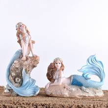 WU CHEN LONG Creative Mermaid Art Sculpture Home Bedroom Furnishing Resin Craft Office Desktop Figurines Accessories Decor R4537 2024 - buy cheap