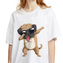 Pug cão animal 90s impressão tshirt feminino algodão engraçado camiseta para senhora meninas hort manga o-pescoço casual topo t hipster 2024 - compre barato