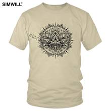 Classic Lotus Mandala Tshirt Unique Design Casual Cotton Streetwear T Shirt for Men Short Sleeves Tee Tops Buddha Flower T-Shirt 2024 - buy cheap