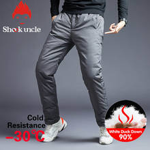 Pantalones acolchados de plumón de pato blanco para hombre, cálidos Pantalones rectos para deportes al aire libre, acampada, senderismo, gruesa, baja térmica, invierno, 9288 2024 - compra barato