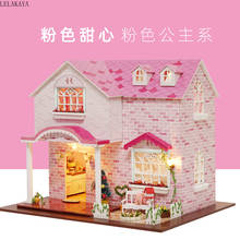 Casa de muñecas de madera hecha a mano para niños, Kit de construcción en miniatura, muebles de montaje, rompecabezas, juguetes, A-003 2024 - compra barato