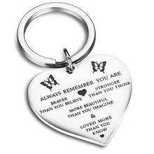Always Remember You Are Braver Than You Believe Inspirational MOM SISTER Other Half Engraved Charm Keychain 2024 - buy cheap