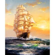 5D DIY Diamond Painting Full Square/Round Drill "Ship Sailing" 3D Rhinestone Embroidery Cross Stitch Gift Home Decor 2024 - buy cheap