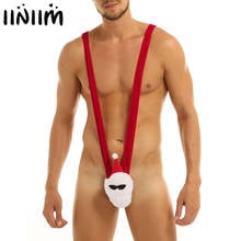 Lencería erótica de una pieza para hombre, ropa interior de terciopelo, Mankini de Navidad, bragas de corte alto, Micro Tanga, bragas Sissy Sexy, US/UK 2024 - compra barato